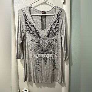 Harley-Davidson Silver Winged rhinestone Graphic Top